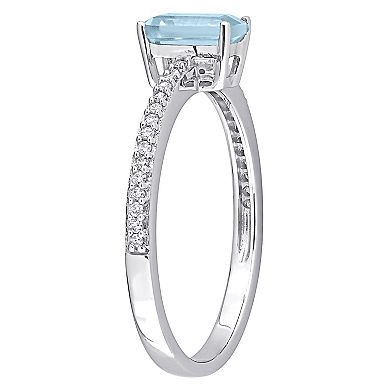 Stella Grace 10k White Gold Blue Topaz & Diamond Accent Promise Ring
