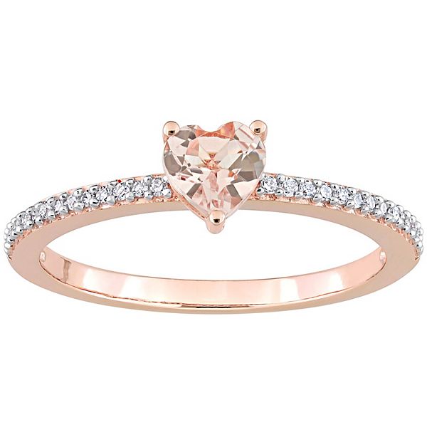 diamond accent heart promise ring in 10k rose gold