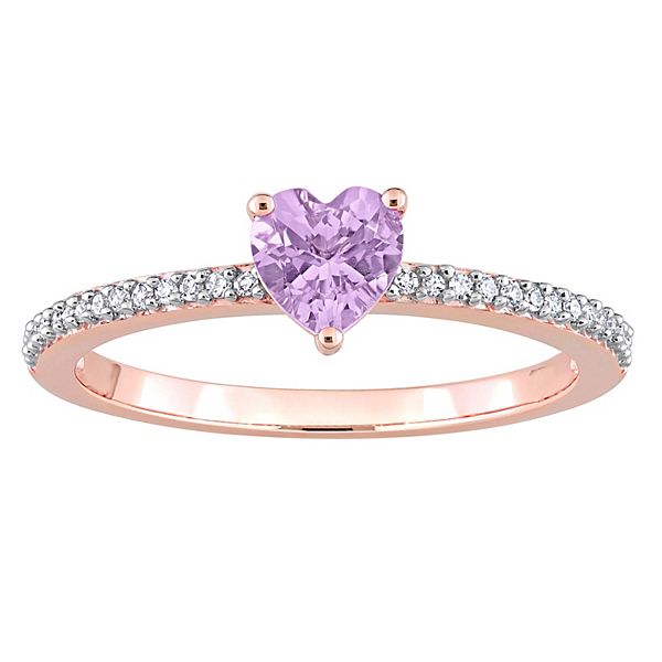 diamond accent heart promise ring in 10k rose gold