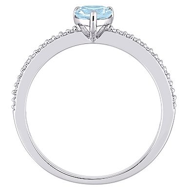 Stella Grace 10k White Gold Blue Topaz & Diamond Accent Heart Promise Ring