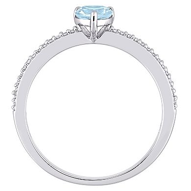 Stella Grace 10k White Gold Blue Topaz & Diamond Accent Heart Promise Ring