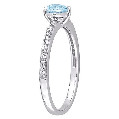 Stella Grace 10k White Gold Blue Topaz & Diamond Accent Heart Promise Ring