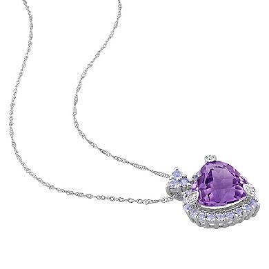 Stella Grace 10k White Gold Amethyst, Tanzanite & Diamond Accent Heart Pendant Necklace