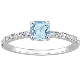 Stella Grace 10k White Gold Blue Topaz & Diamond Accent Promise Ring