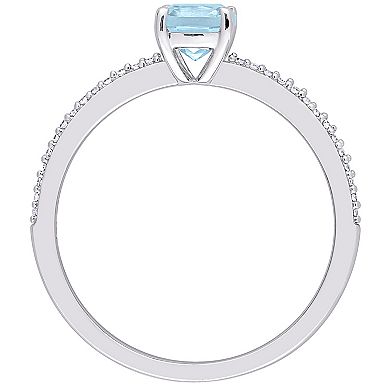 Stella Grace 10k White Gold Blue Topaz & Diamond Accent Promise Ring