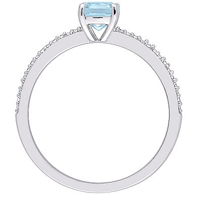 Stella Grace 10k White Gold Blue Topaz & Diamond Accent Promise Ring