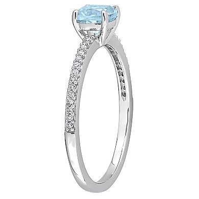 Stella Grace 10k White Gold Blue Topaz & Diamond Accent Promise Ring