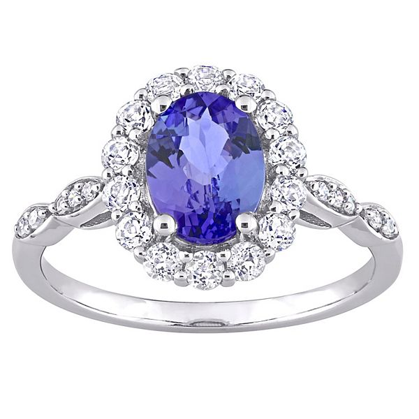 YoTreasure 10K Yellow Gold Ring With 0.66 Ct Tanzanite & White Topaz - Women's Designer Gemstone Jewelry