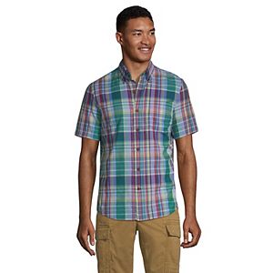 Burgundy Plaid Sonoma Button-Down Shirt Men's Tall Sizes Flexwear Slim-Fit 