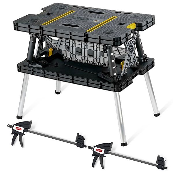 Keter Portable Folding Table Tool Storage Stand Workbench Sawhorse W