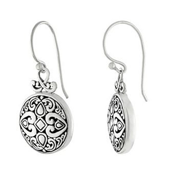 Athra NJ Inc Sterling Silver Round Medallion Fishhook Earrings
