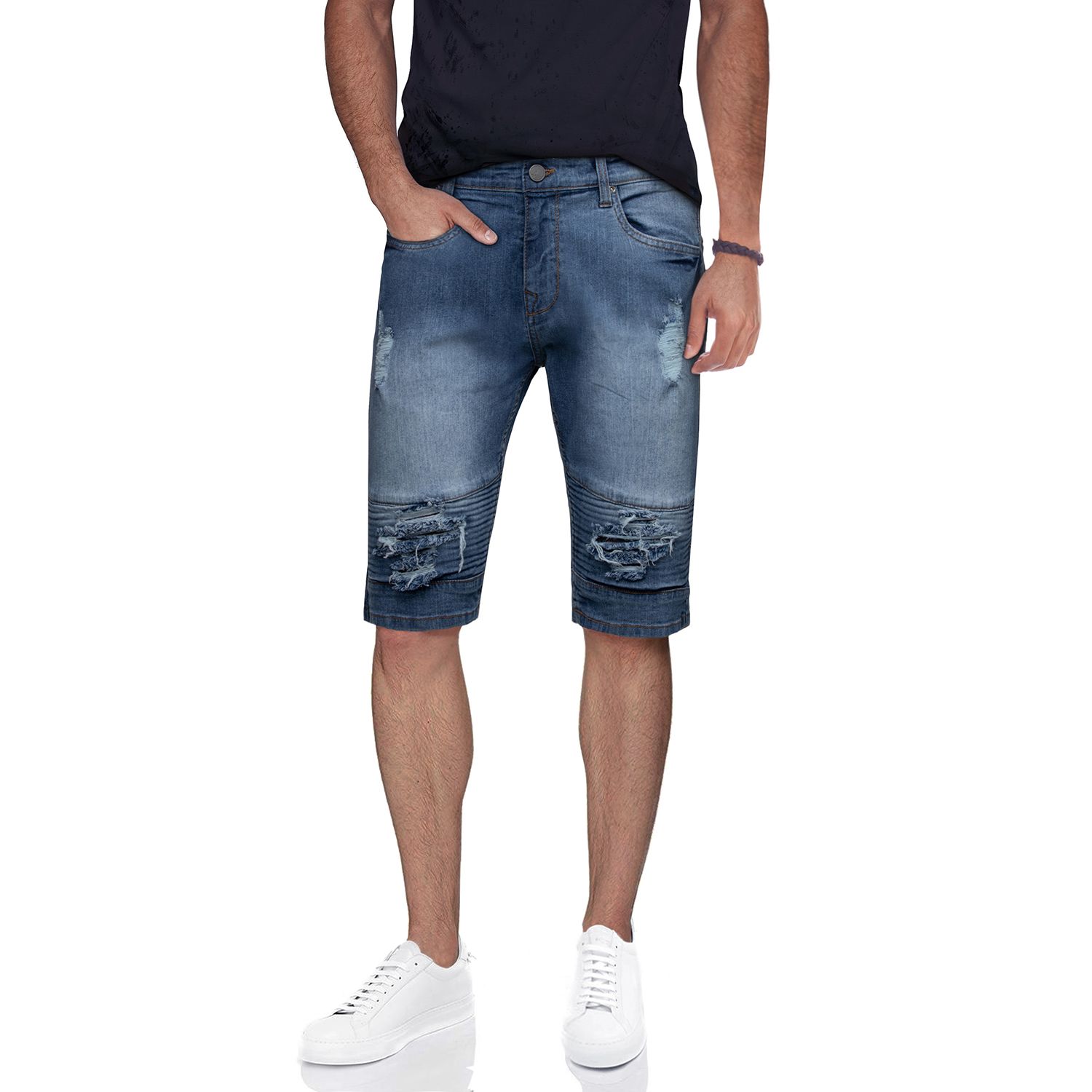 denim shorts mens distressed