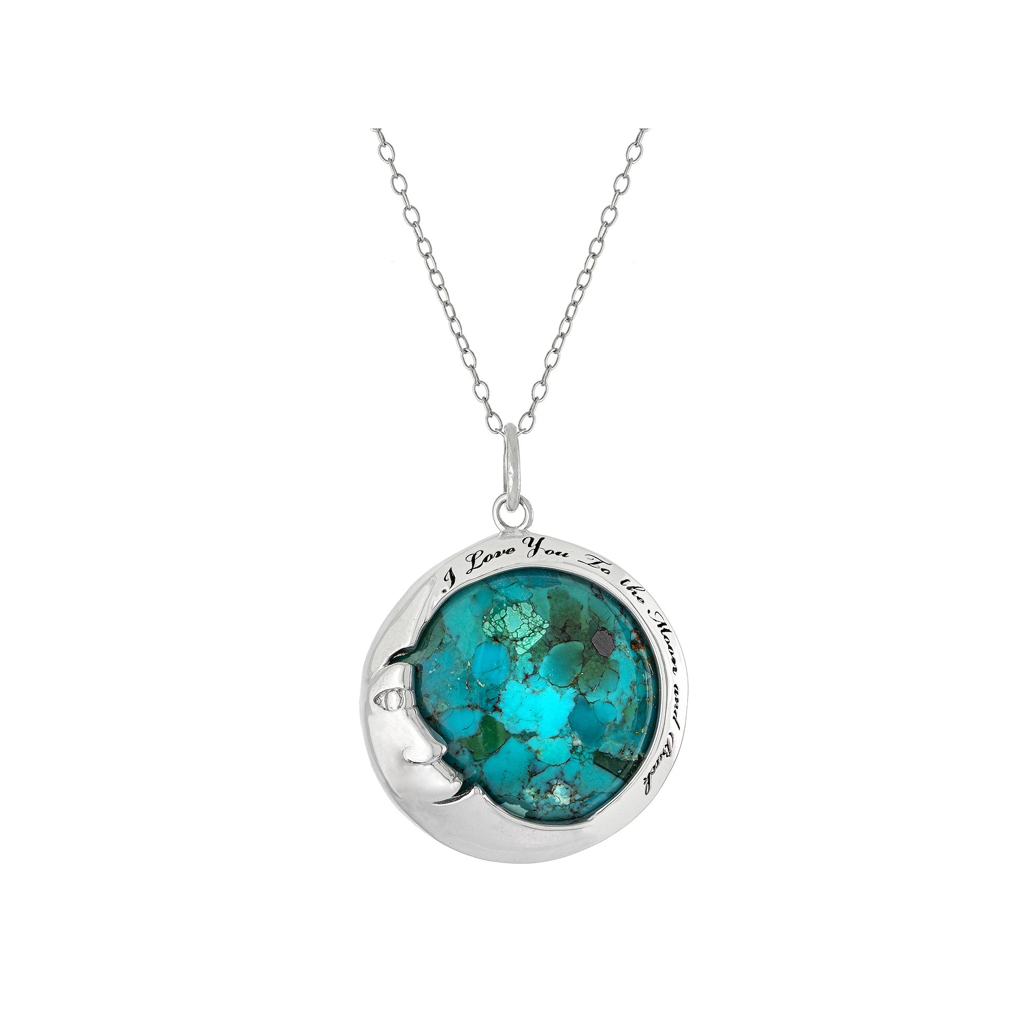 Athra NJ Inc Sterling Silver Turquoise I Love You To The Moon And Back