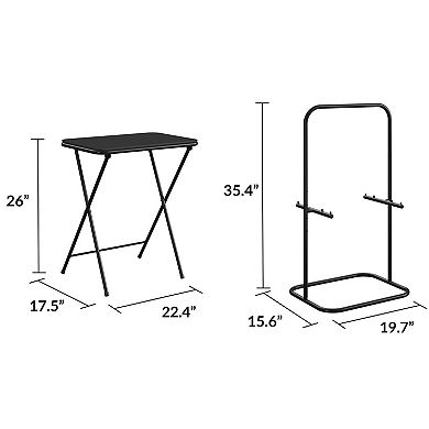 COSCO Folding TV Tray & Storage Rack 5-piece Set