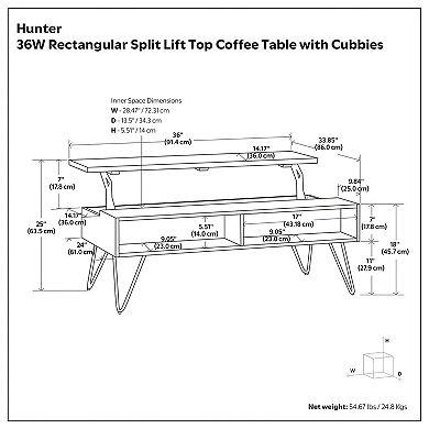 Simpli Home Hunter Small Lift Top Coffee Table