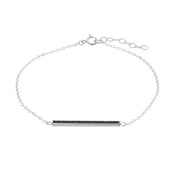 Aleure Precioso Sterling Silver Glitter Bar Chain Anklet