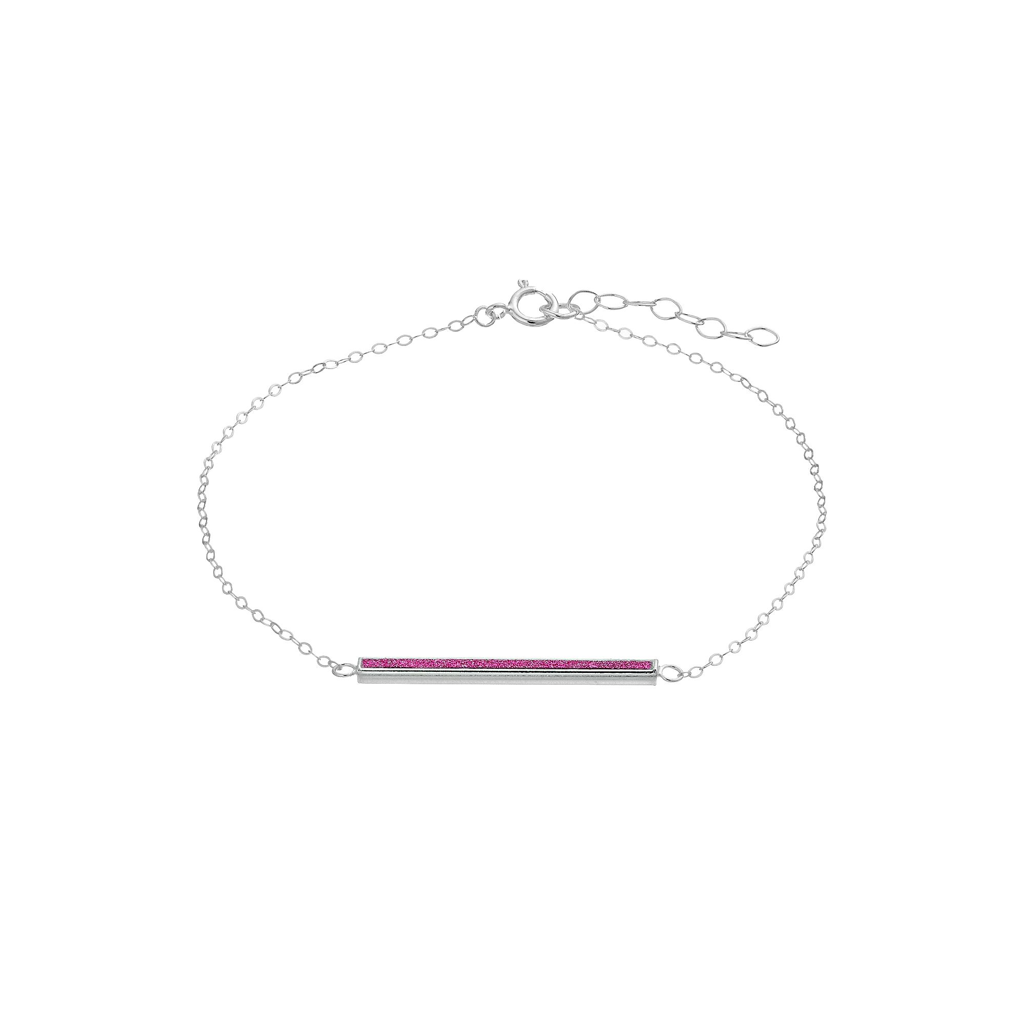 Aleure Precioso Sterling Silver Glitter Bar Chain Anklet, Womens, Size: 9