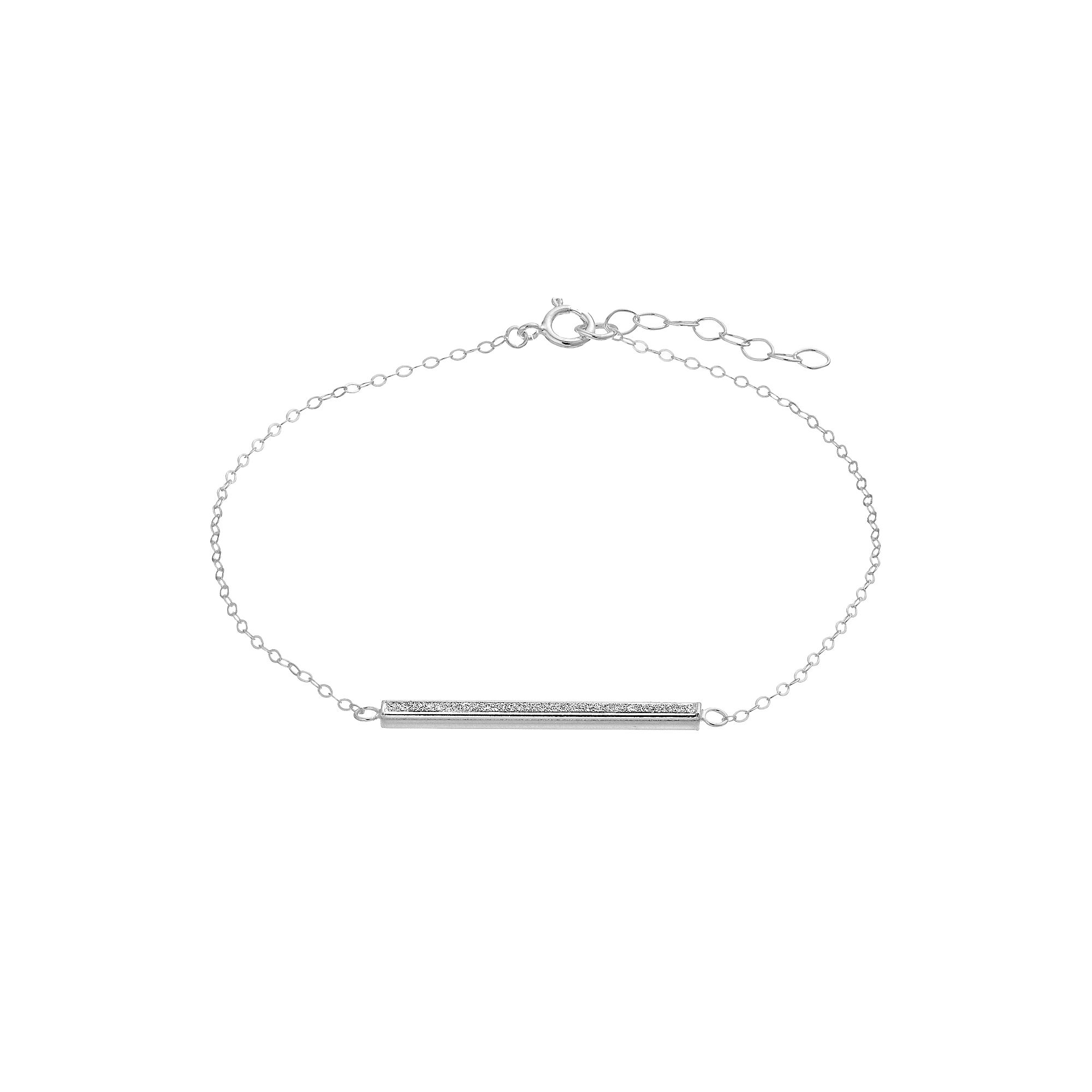Aleure Precioso Sterling Silver Glitter Bar Chain Anklet, Womens, Size: 9