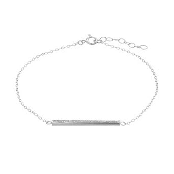 Aleure Precioso Sterling Silver Glitter Bar Chain Anklet