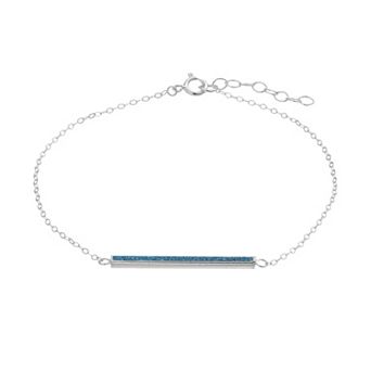 Aleure Precioso Sterling Silver Glitter Bar Chain Anklet