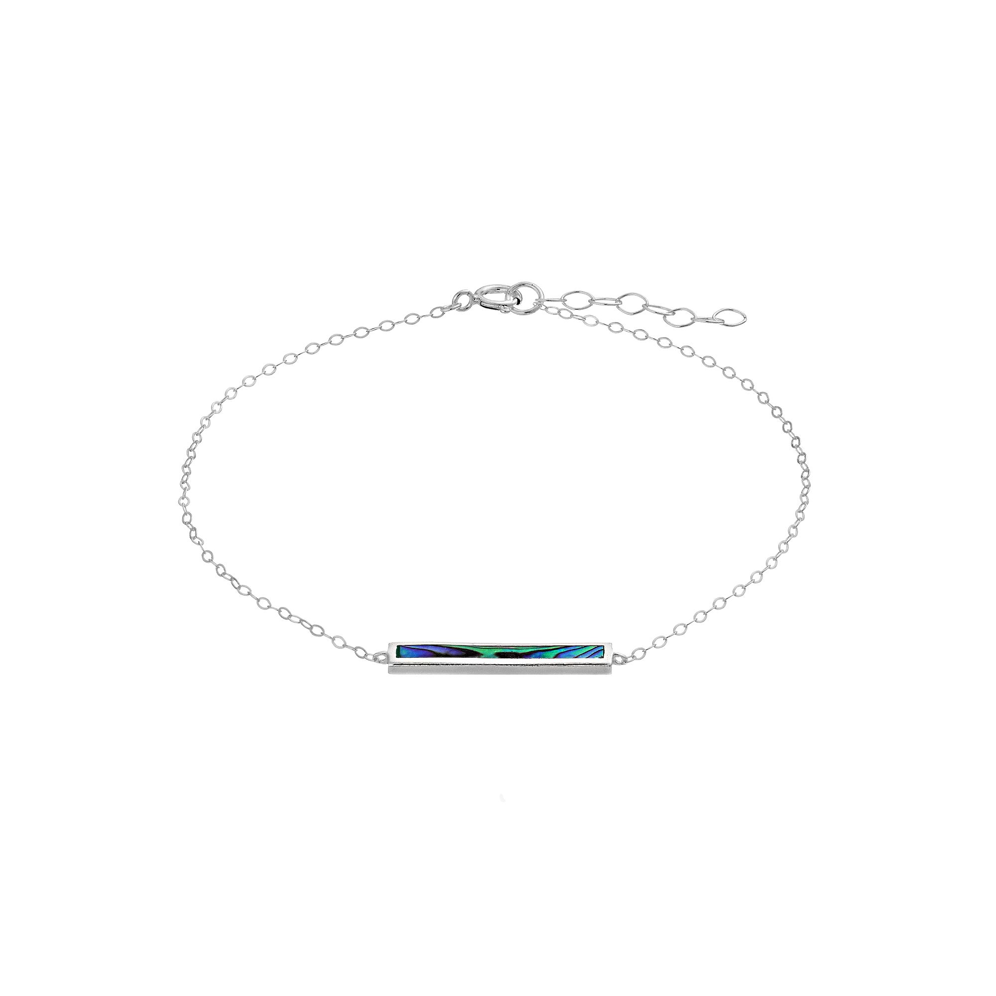 Aleure Precioso Sterling Silver Abalone Inlay Bar Chain Anklet, Womens, S
