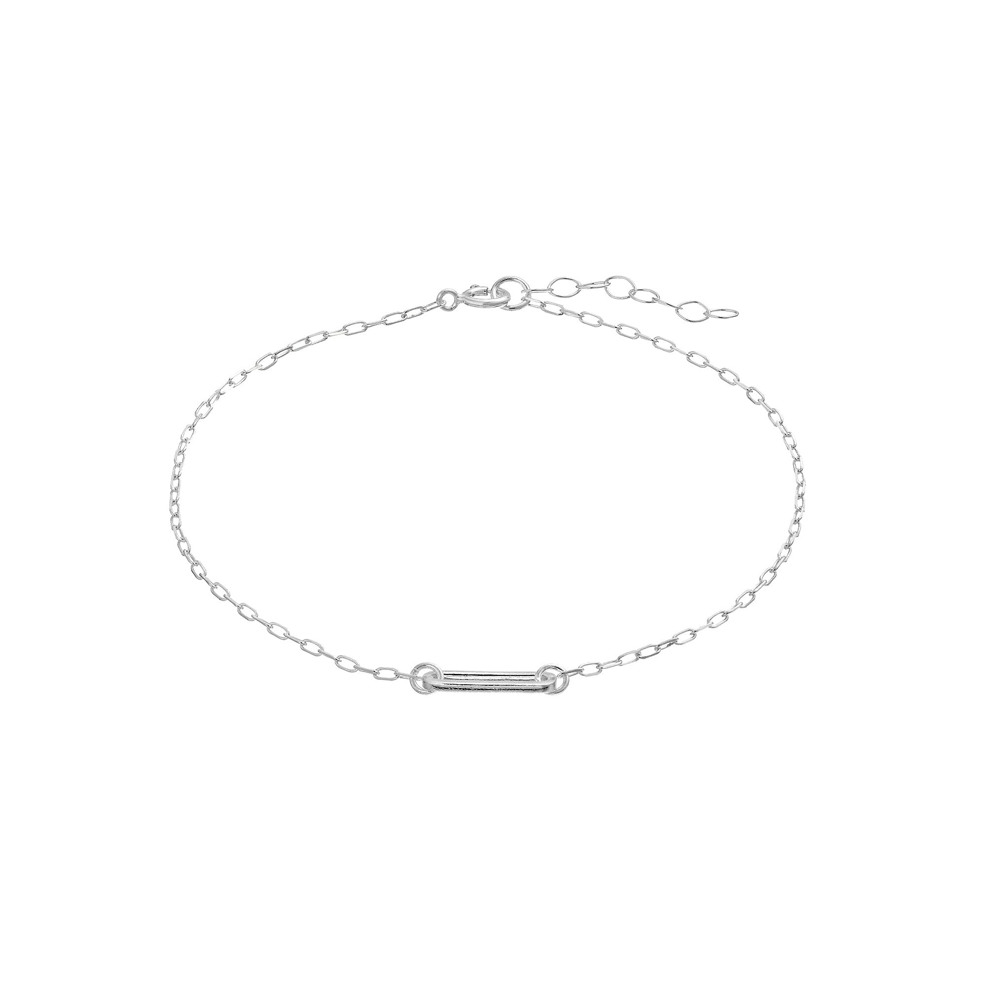 Aleure Precioso Sterling Silver Paper Clip Chain Anklet, Womens, Size: 9
