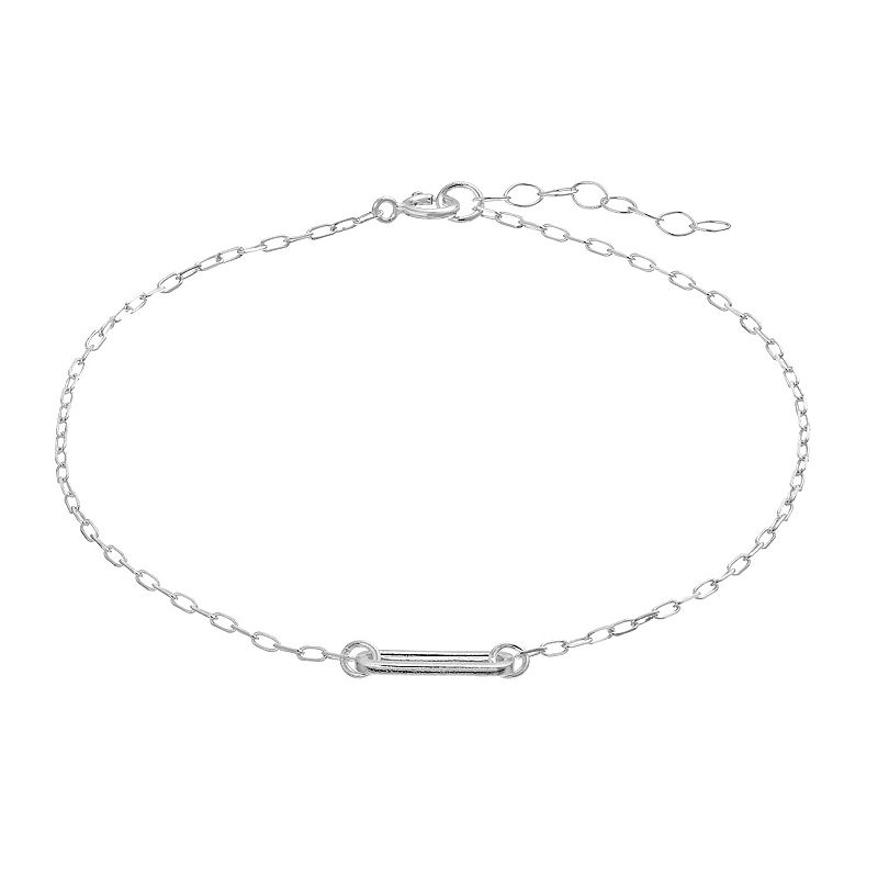 Aleure Precioso Sterling Silver Paper Clip Chain Anklet, Womens, Size: 9