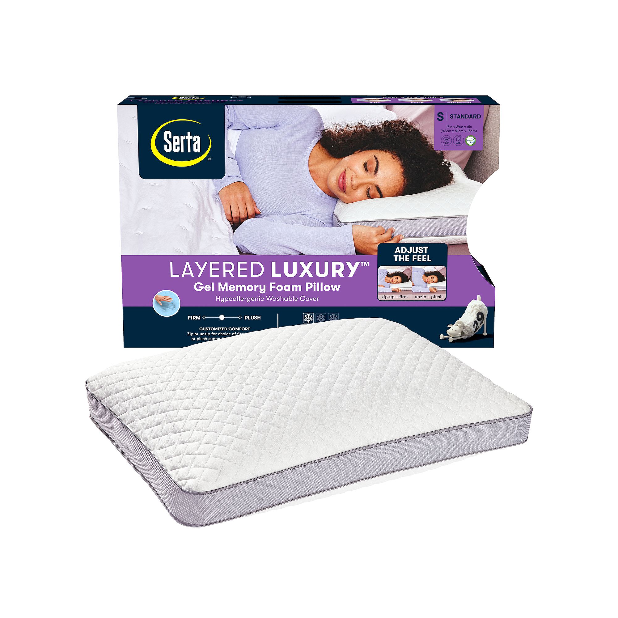 Serta® Layered Luxury Gel Memory Foam Pillow, White