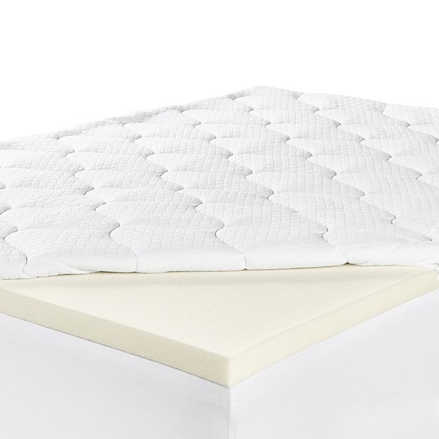 Serta 4 Layered Luxury Memory Foam Mattress Topper, White, Twin