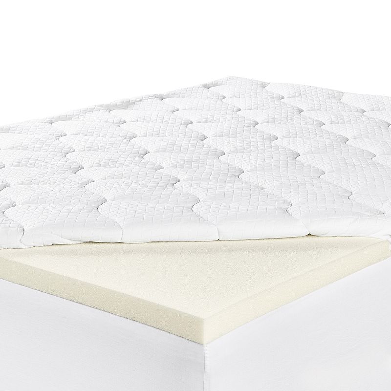 Serta - 4-inch Layered Luxury Memory Foam Mattress Topper Queen - off-white