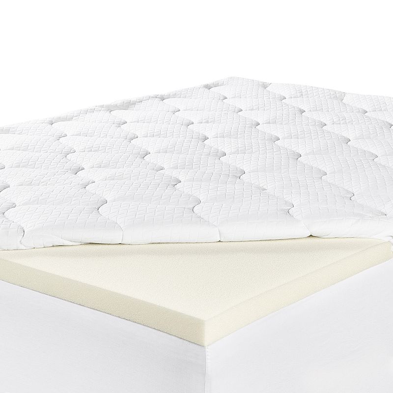 Serta 4 Layered Luxury Mattress Topper, White, Queen