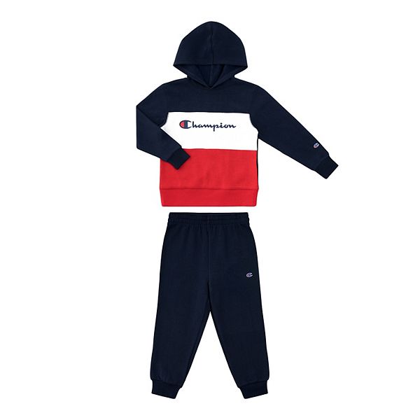 Toddler Boy Champion® Colorblocked & Hoodie Pants Jogger Set Fleece