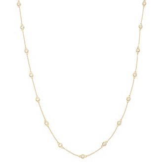 Rosabella Sterling Silver Cubic Zirconia Station Necklace