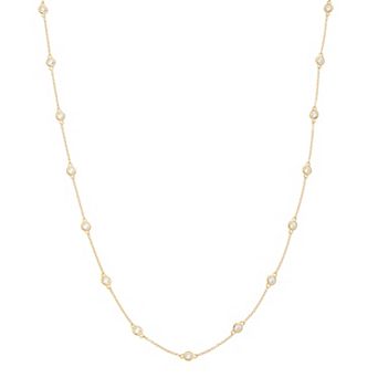 Rosabella Sterling Silver Cubic Zirconia Station Necklace