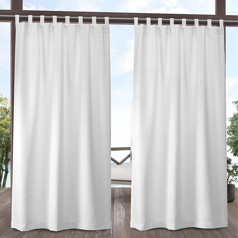 Exclusive Home Curtains Indoor/Outdoor Solid Cabana Tab Top Curtain Panel Pair  54x120  Winter White