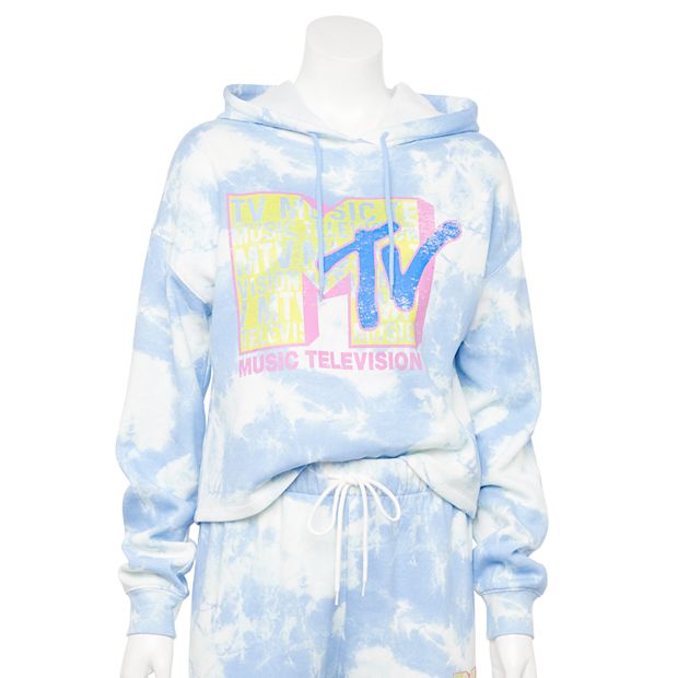 Juniors MTV Tie Dye Cropped Hoodie