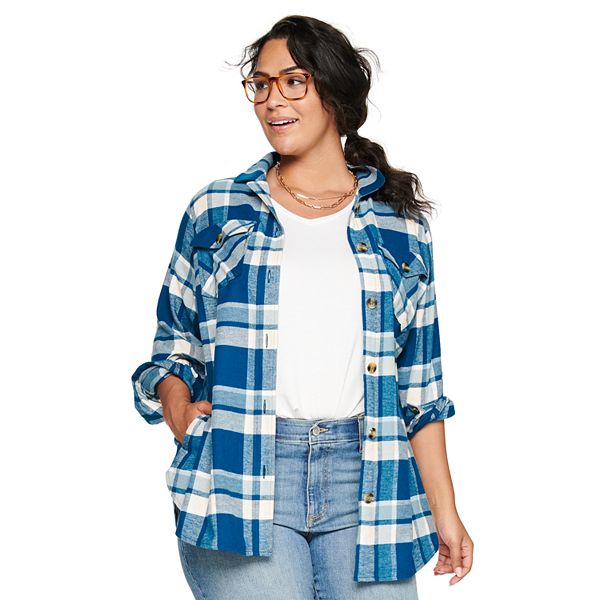 Plus Size Sonoma Goods For Life® Long Sleeve Flannel Jacket