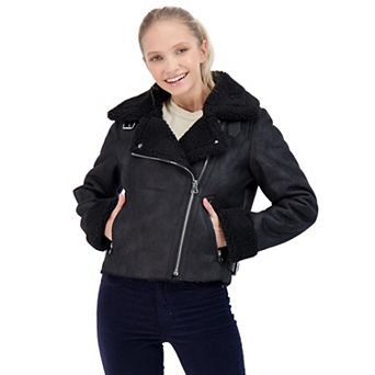 Juniors' Sebby Shearling Moto Jacket