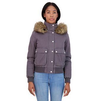 Juniors' Sebby Faux-Fur Hood Bomber Parka
