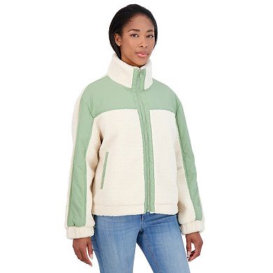 Juniors' Sebby Reversible Mixed Media Sherpa Jacket