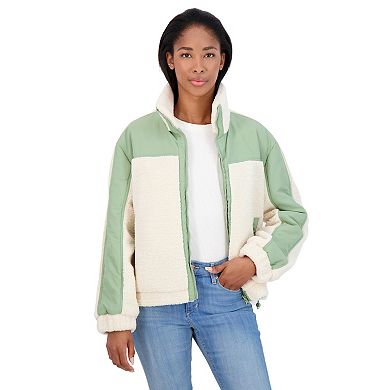 Juniors' Sebby Reversible Mixed Media Sherpa Jacket