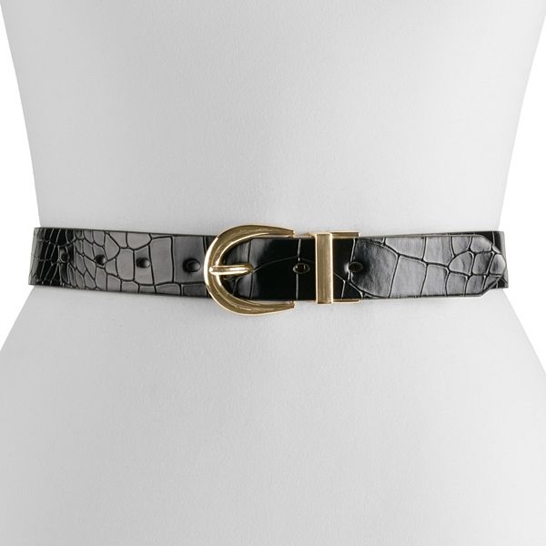 LRL Reversible Belt. Crocodile Embossed Pattern Belt. Logo Reversible Crocodile-Embossed Belt main image 4