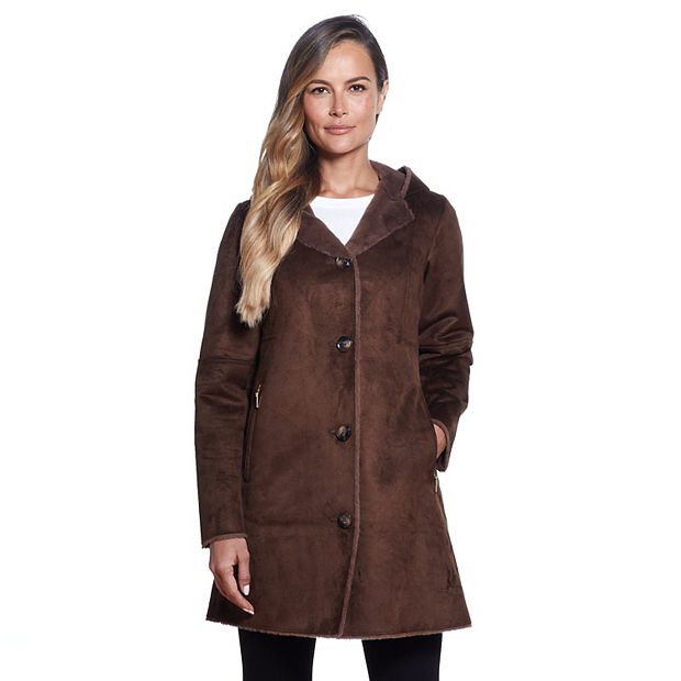 Women s Gallery Hooded Faux Suede Coat