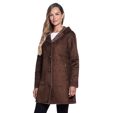 Women's Gallery Hooded Faux-Suede Coat