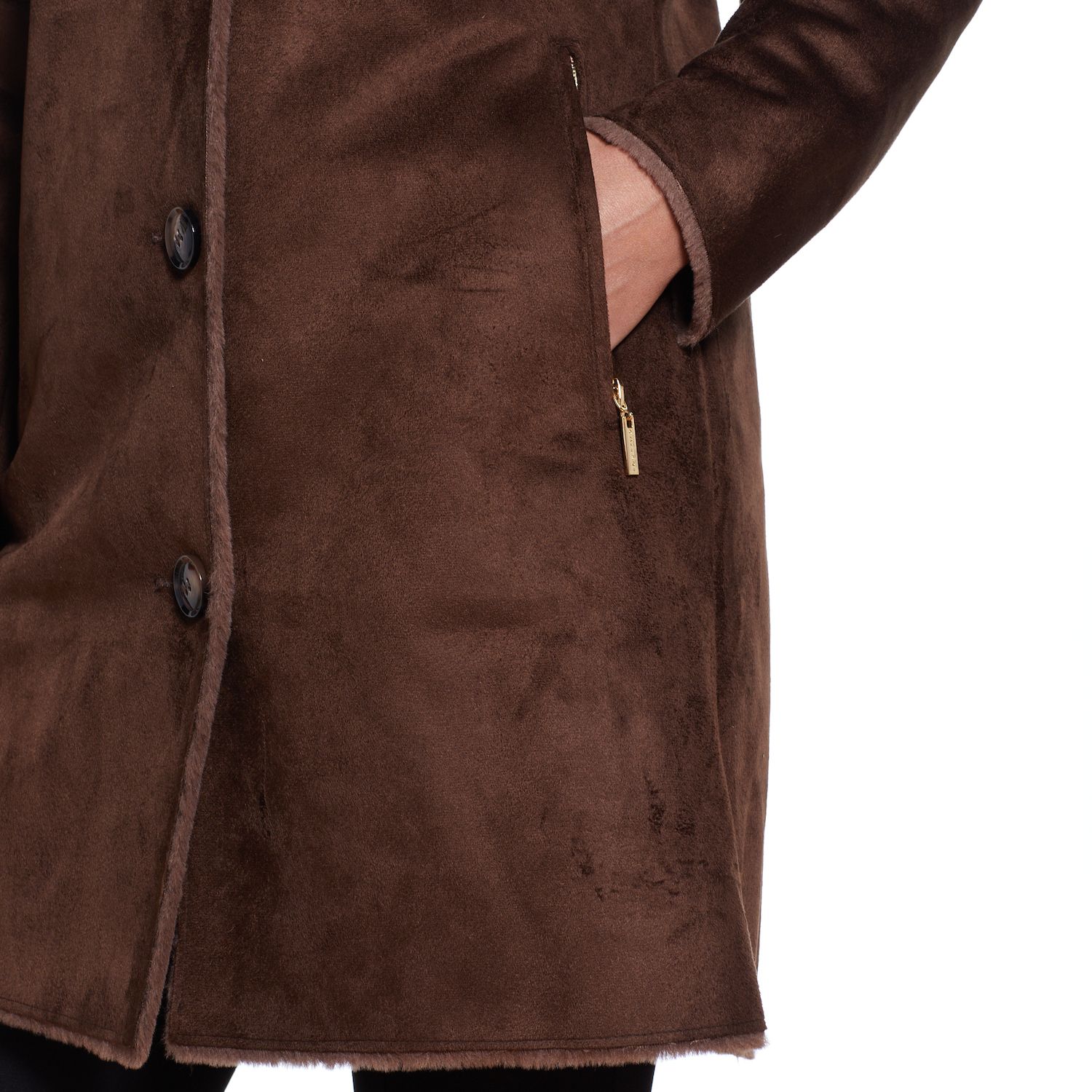 Manteau Gallery - Fausse Suède Bleu Doublée Fausse Fourrure - Taille M (Medium) - Occasion Très Bon état - Livraison GRATUITE