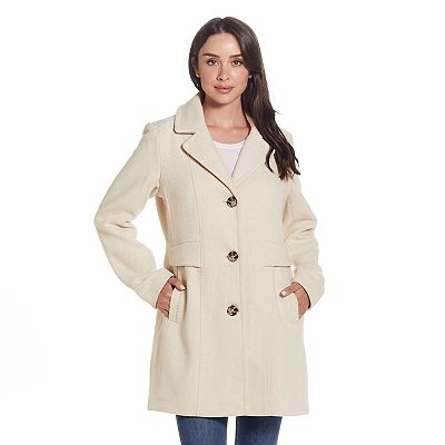 Women's Gallery Wool-Blend Walker Coat, Size: Medium, Cream