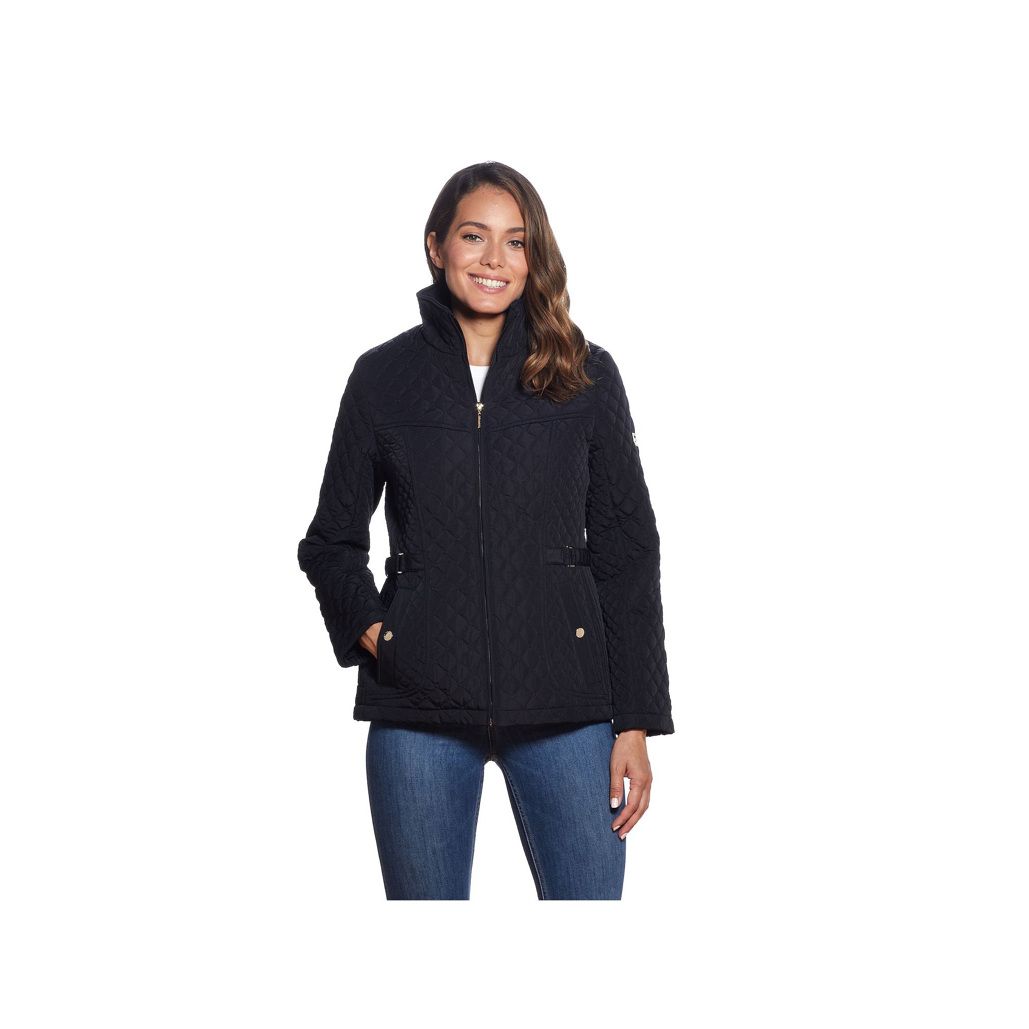 Womens Gallery Side-Tab Quilted Jacket, Size: Small, Black