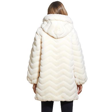 Women's Gallery Hooded Faux-Fur Walker Jacket