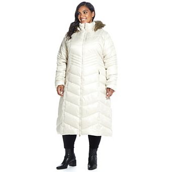 Plus Size Gallery Faux-Fur Hood Chevron Long Puffer Coat
