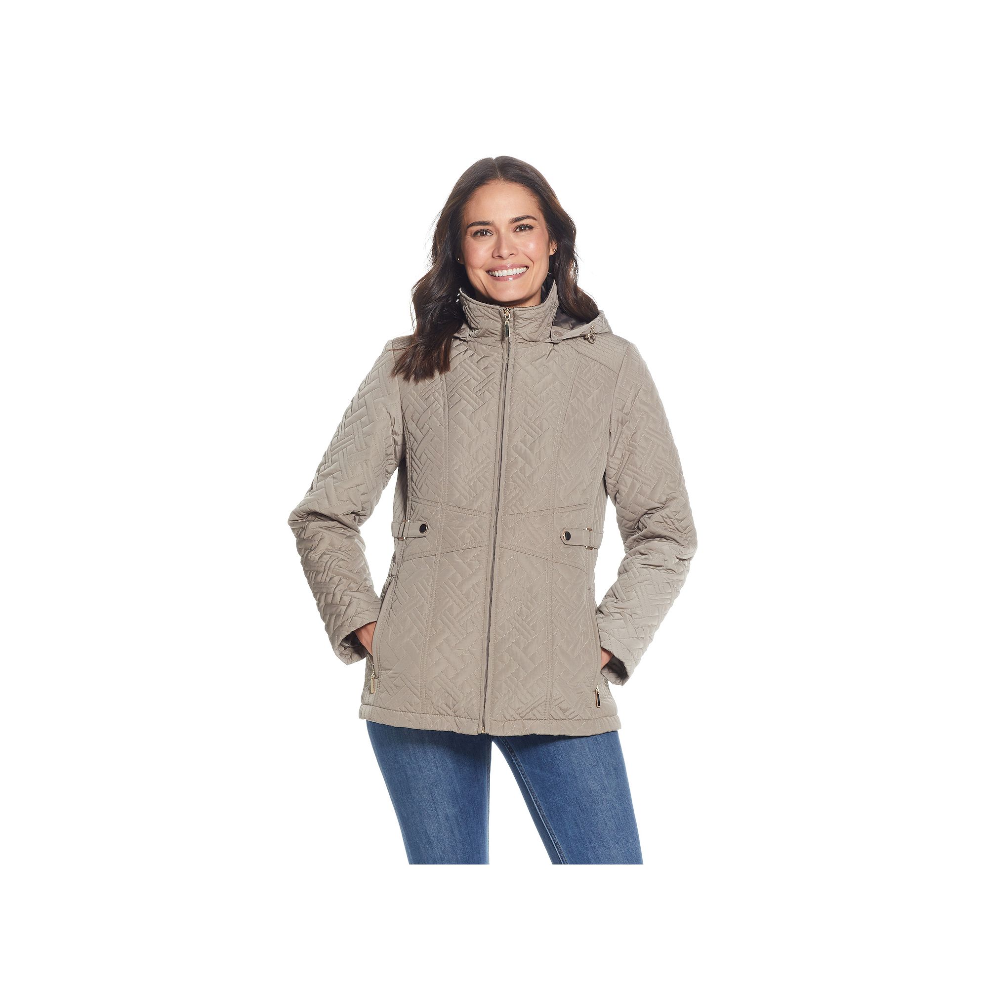 Womens Gallery Hooded Quilt Jacket, Size: Small, Brown